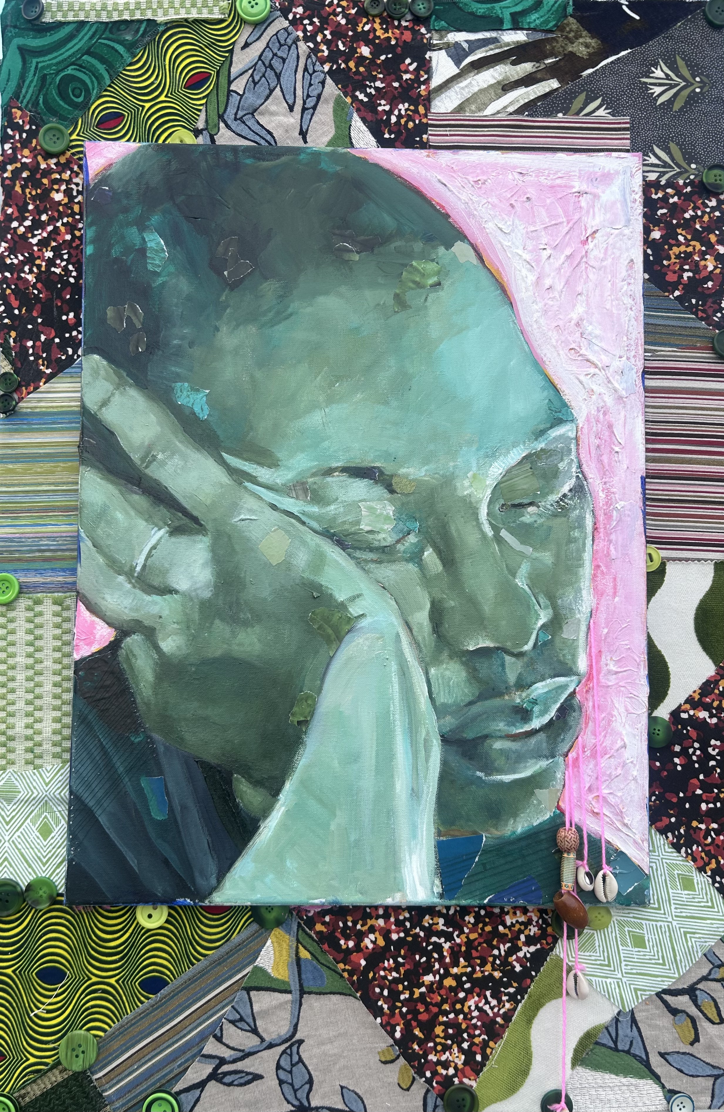 Blue green blues — mixed-media work by Dr. Jabani Bennett